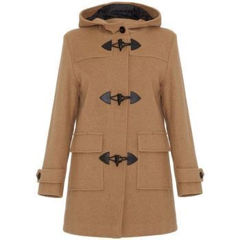 Wool Cashmere Winter Hooded Duffle Coat  in Beige