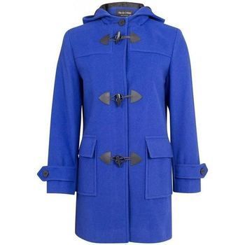 Wool Cashmere Winter Hooded Duffle Coat  in Blue