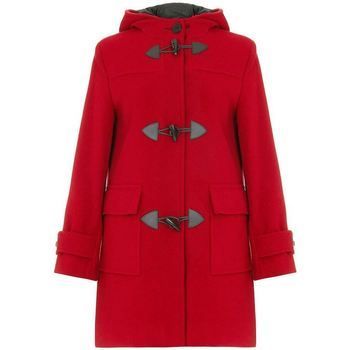 Wool Cashmere Winter Hooded Duffle Coat  in Red