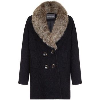 Fur Collar Womens Winter Coat  in Black