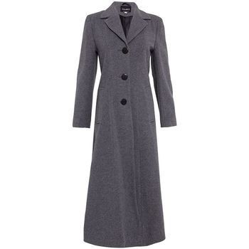 Double Single Fitted Long Coat  in Grey