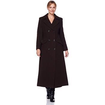 Double Breasted Fitted Long Coat  in Brown