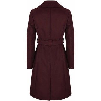 Womens Burgandy Belted Wrap Winter Coat  in Red
