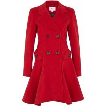 Wool Winter Double Breasted Fit and Flare Winter Coat  in Red