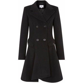 Wool Winter Double Breasted Fit and Flare Winter Coat  in Black