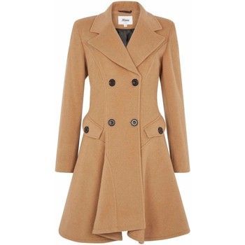 Wool Winter Double Breasted Fit and Flare Winter Coat  in Beige