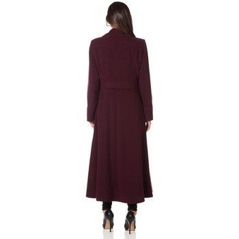 Long Military Wool Cashmere Winter Coat  in Red
