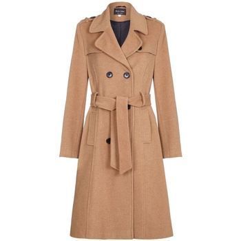 Winter Wool   Cashmere Belted Long Military Trench Coat  in Beige