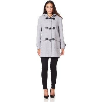 Wool Cashmere Winter Hooded Duffle Coat  in Grey