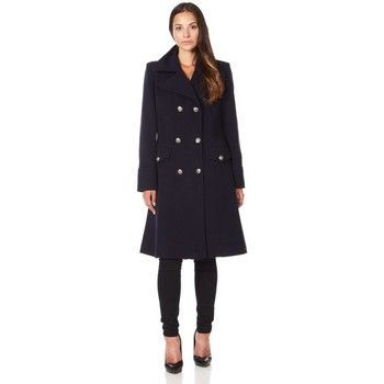 Military Cashmere Wool Winter Coat  in Black