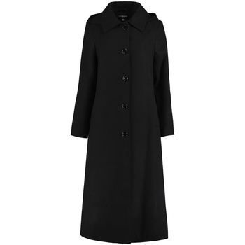 Long Detachable Hooded Winter Coat  in Black