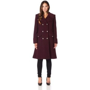 Military Cashmere Wool Winter Coat  in Red