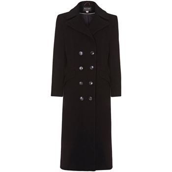 Black Womens Double Breasted Cashmere Coat  in Black
