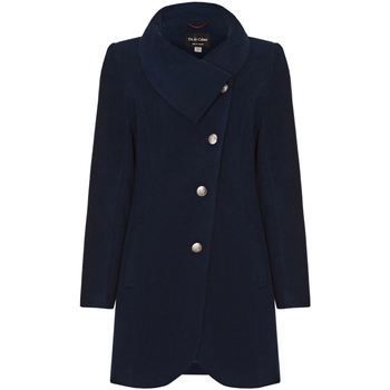 Lt Grey Womens Assymetic 3/4 Coat with Multi Buttons  in Blue