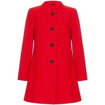 Red Single Breasted Collarless Winter Coat  women's Coat in Red. Sizes available:UK 8