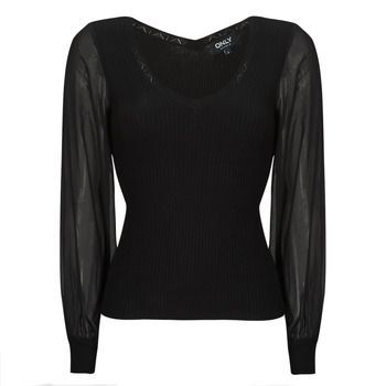 ONLJENNY LS WOVEN MIX VNECK CC KNT  women's Sweater in Black