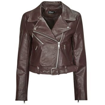 ONLNEWVERA FAUX LEATHER BIKER CC OTW  women's Leather jacket in Brown