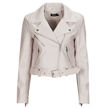 ONLNEWVERA FAUX LEATHER BIKER CC OTW  women's Leather jacket in Beige