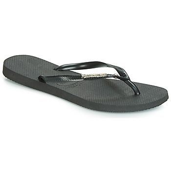 SLIM METALLOGO AND CRYSTAL  women's Flip flops / Sandals (Shoes) in Black. Sizes available:5,8,3 / 4,6 / 7