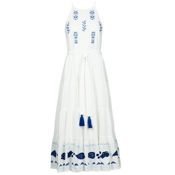 MEMPHIS  women's Long Dress in White. Sizes available:S,M,L,XL