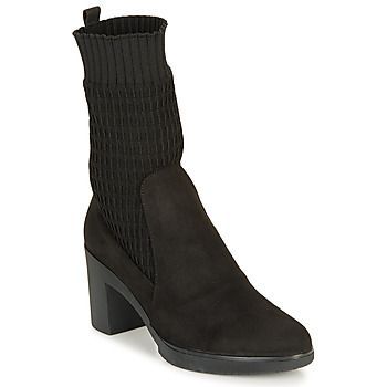 M3729-SUEDE-CALCETIN-NEGRO  women's Low Ankle Boots in Black. Sizes available:4