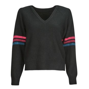 VICLEO REV V-NECK STRIPE KNIT TOP/SU/LS  women's Sweater in Black
