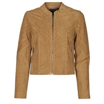 BS48075-63  women's Leather jacket in Beige