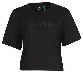 BOXY FIT RAW EMBROIDERY TEE  women's T shirt in Black