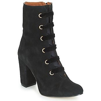 JIFULA  women's Low Ankle Boots in Black