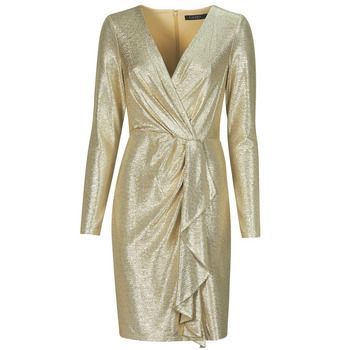 CINLAIT-LONG SLEEVE-COCKTAIL DRESS  women's Dress in Gold