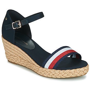 SHIMMERY RIBBON MID WEDGE SANDAL  women's Sandals in Blue