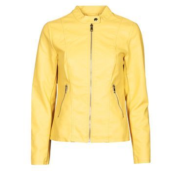 ONLMELISA  women's Leather jacket in Yellow. Sizes available:S,M,L,XS