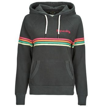 RAINBOW STRIPE LOGO HOODIE  women's Sweatshirt in Black