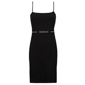 LOGO ELASTIC STRAPPY DRESS  women's Dress in Black
