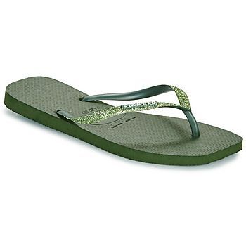 SLIM SQUARE GLITTER  women's Flip flops / Sandals (Shoes) in Green