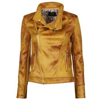 MARBLE  women's Leather jacket in Yellow. Sizes available:UK 8,UK 10,UK 12,UK 14,UK 16