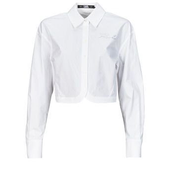 crop poplin shirt  women's Shirt in White