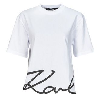karl signature hem t-shirt  women's T shirt in White
