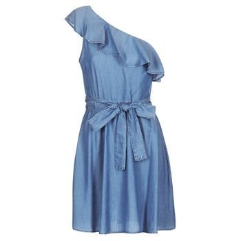 ONE SHLDR RUFFLE DRS  women's Dress in Blue. Sizes available:EU XL