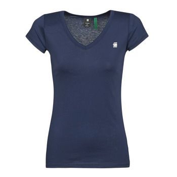 EYBEN SLIM V T WMN SS  women's T shirt in Blue. Sizes available:S,M,L,XL,XS
