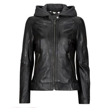 KENDRA 1 (jersey hood)  women's Leather jacket in Black