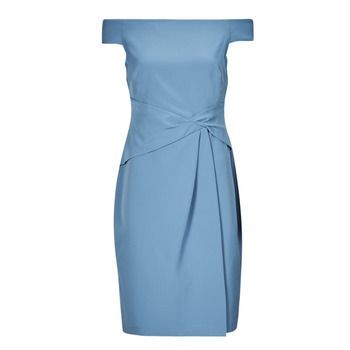SARAN SHORT-SHORT SLEEVE-COCKTAIL DRESS  women's Dress in Blue