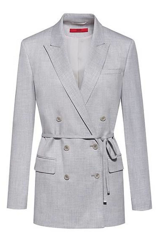 Double-breasted relaxed-fit jacket with tie belt