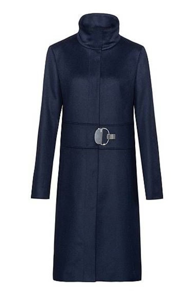 Stand-collar coat in a wool blend with cashmere