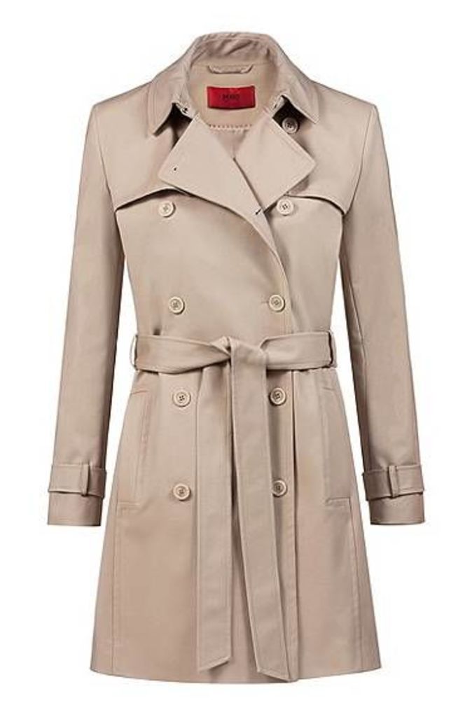 Double-breasted trench coat in stretch cotton