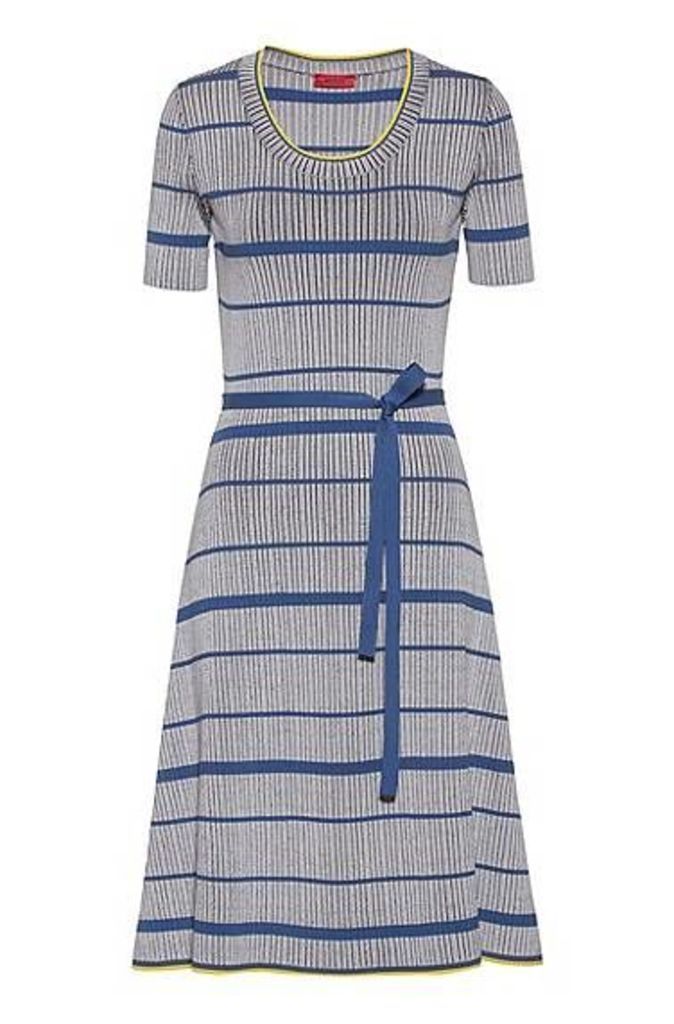 Midi dress in super-stretch ribbing with horizontal stripe