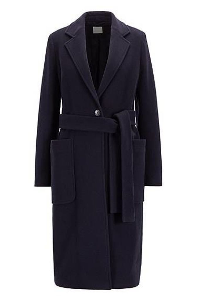 Belted coat in a virgin-wool blend with cashmere