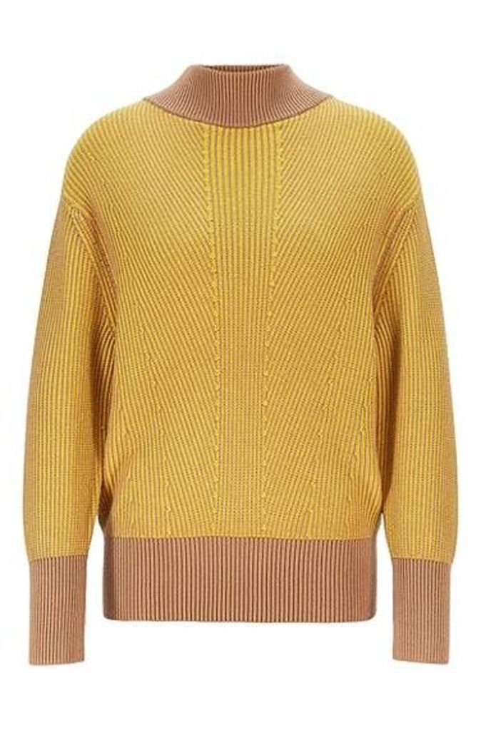 Relaxed-fit sweater with mock neck and contrast trims