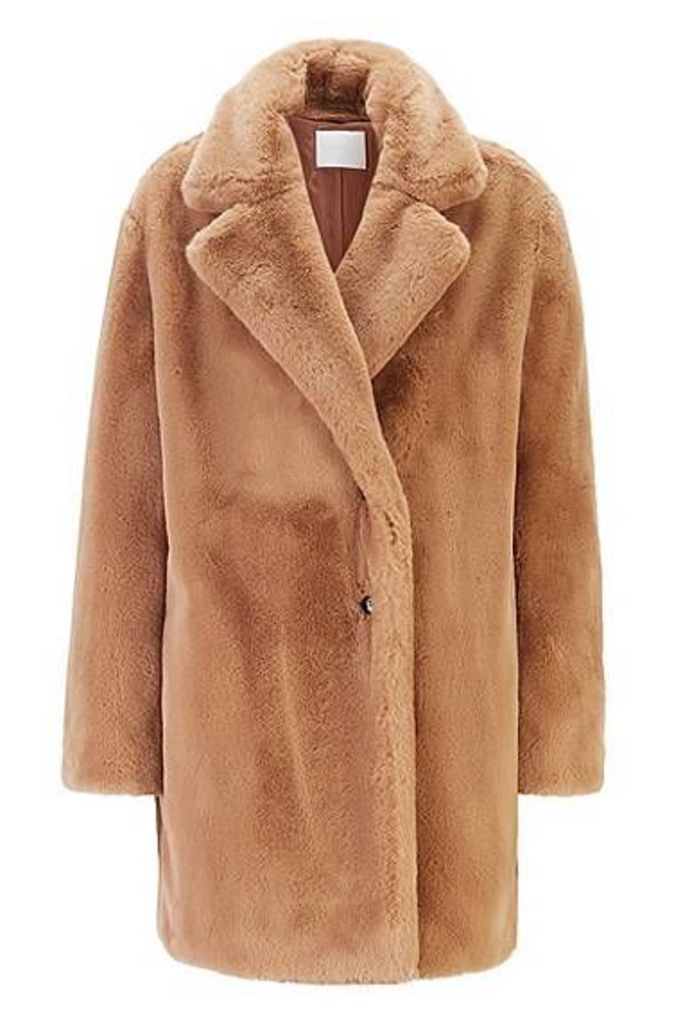 Oversized-fit double-breasted coat in faux fur