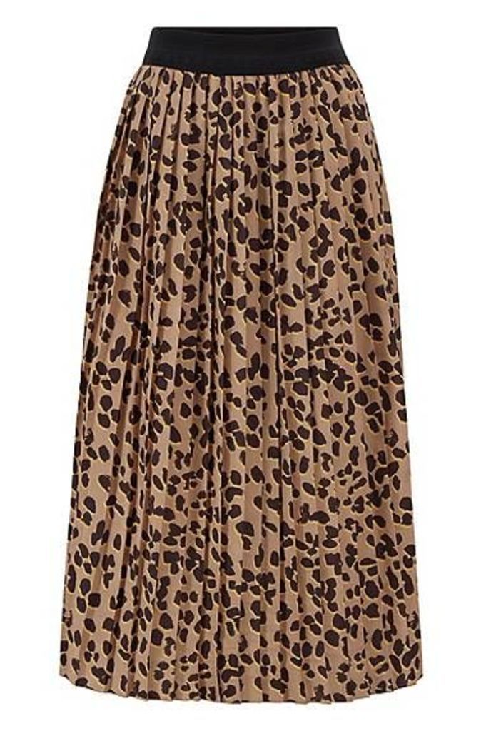 Leopard print A-line skirt with plissé pleats